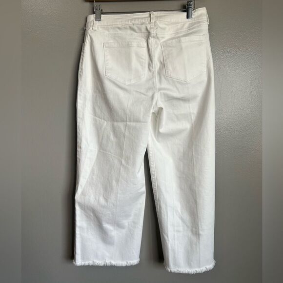 Susan Graver white denim wide leg ankle cropped frayed hem‎ jeans size 2 travel - Picture 2 of 10